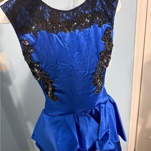 Blue Costume with Black Lace and Sequin Details